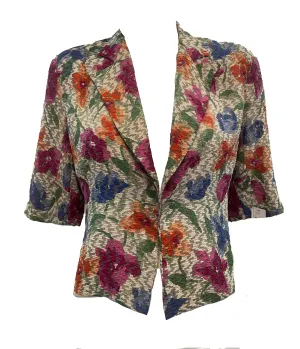 30s Gold Lame Floral Evening Jacket Short Sleeves