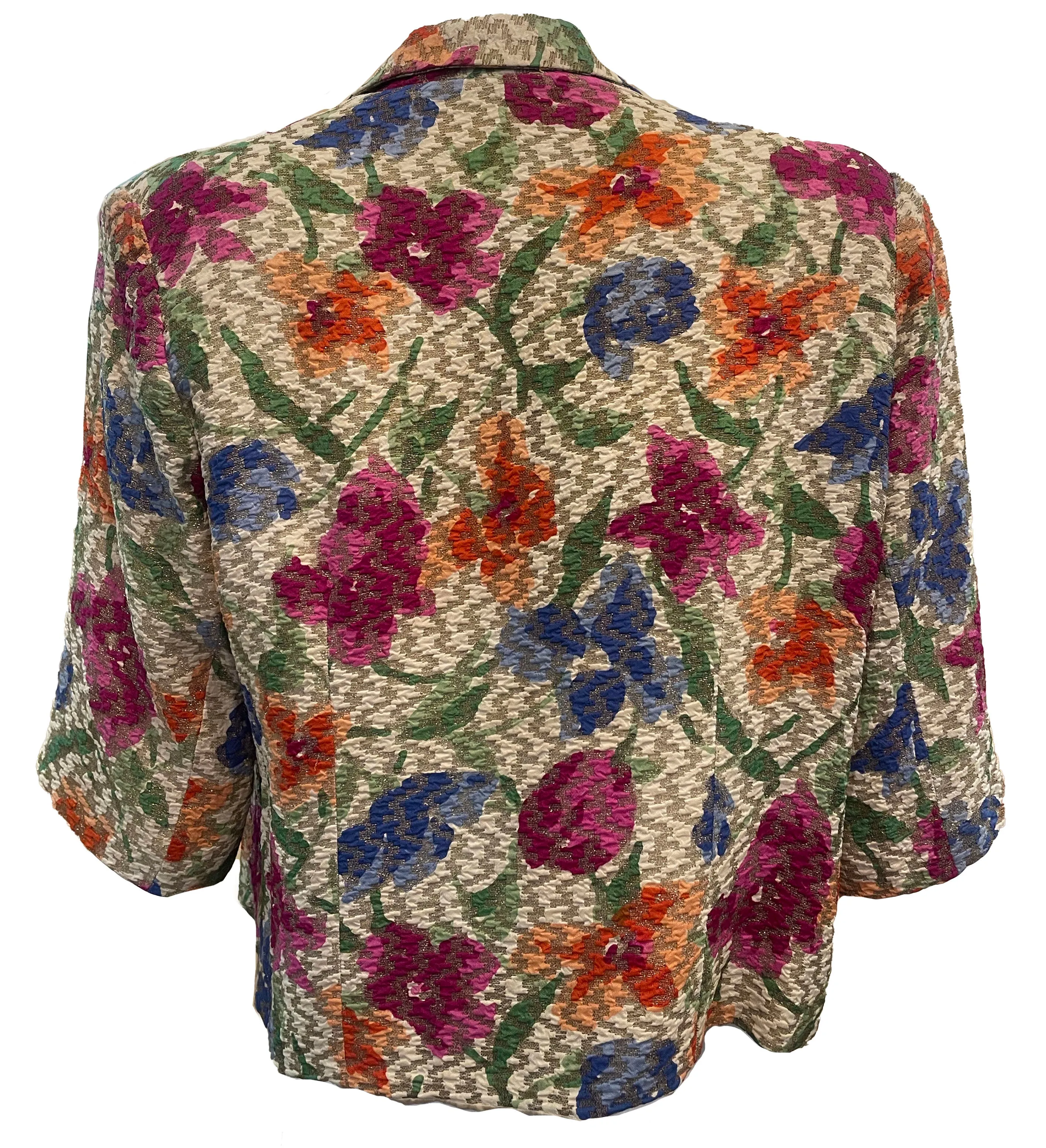 30s Gold Lame Floral Evening Jacket Short Sleeves