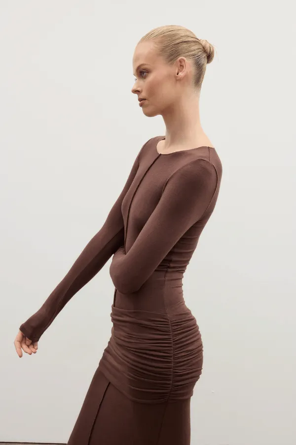 Anisa Maxi Dress Chocolate