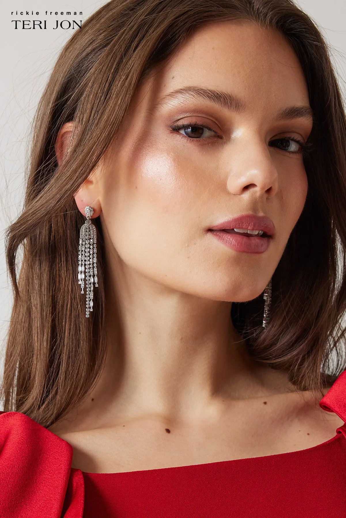 Draped Rhinestone Tassel Earrings