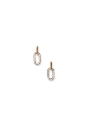 Gold and Crystal Pave Link Drop Earrings