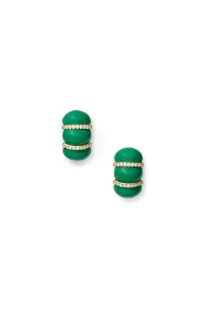 Green Huggie Earrings